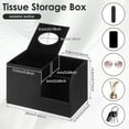 thumbnail image 2 of PU Leather Tissue Box Cover with Remote Control Holder, Square Tissue Box Holder with 2 Compartments Storage Organizer for Living Room Bathroom Office, 2 of 11