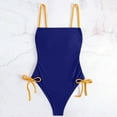 thumbnail image 6 of Yajing One Piece Swimsuit Women Women's Solid Color Braided Rope Women's Solid Color Bikini Blue S, 6 of 7