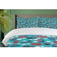 thumbnail image 4 of Ambesonne Nautical Duvet Cover Sets, Funny Ships and Sailboats, 2-Queen, Turquoise Vermilion Blue, 4 of 7