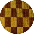 thumbnail image 1 of Ahgly Company Indoor Round Checkered Yellow Modern Area Rugs, 3' Round, 1 of 4