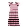 thumbnail image 6 of Spazoro Kids Girls Dresses, Striped Round Neck Short Sleeve Fashion Princess Dress for Child Girls Hot Pink Size 5-6T, 6 of 7