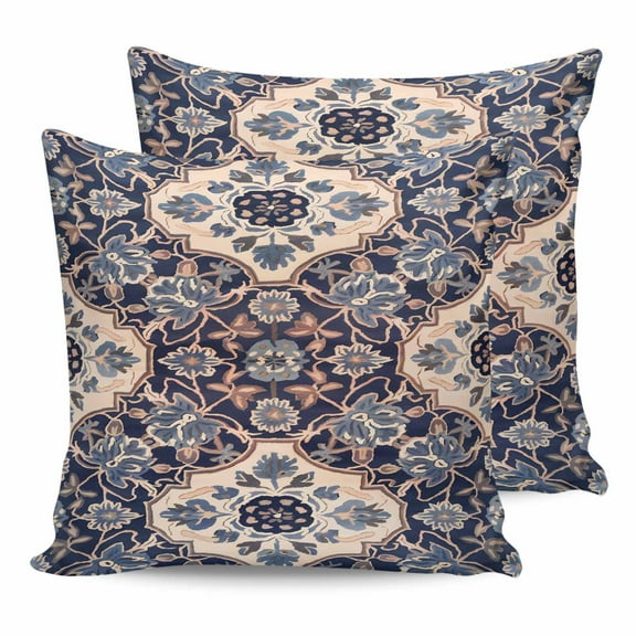Outdoor Waterproof Throw Pillow Covers Set of 2 Blue Bohemian Decorative Pillowcases Square Outdoor Pillows Cushion Case 18x18 Inch Boho Southwest Tribe Patio Pillows for Couch Sofa Bed Garden