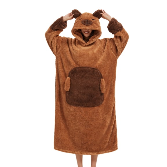 Oversized Wearable Animal Blanket Hoodie Cute Cozy Long Robe for Women and Men Perfect for Staying Warm and Comfortable at Home Ideal Gift for Animal Lovers and Cold Weather Relaxation