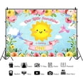 thumbnail image 2 of Flowers Happy Birthday Backdrop Our Little Sunshine is Turning One Sun Flora Background Party Supplies Wall Banner Cake Table Decoration Photography Girls Women Photo Studio Props, 2 of 4