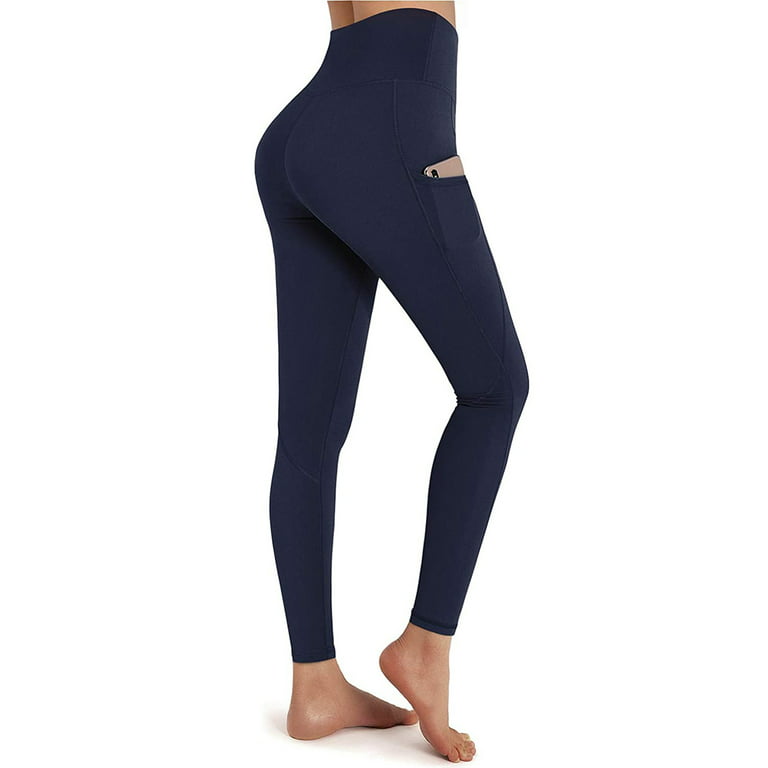 Guvpev Women's Solid Color High Waist Yoga Pants With Pockets