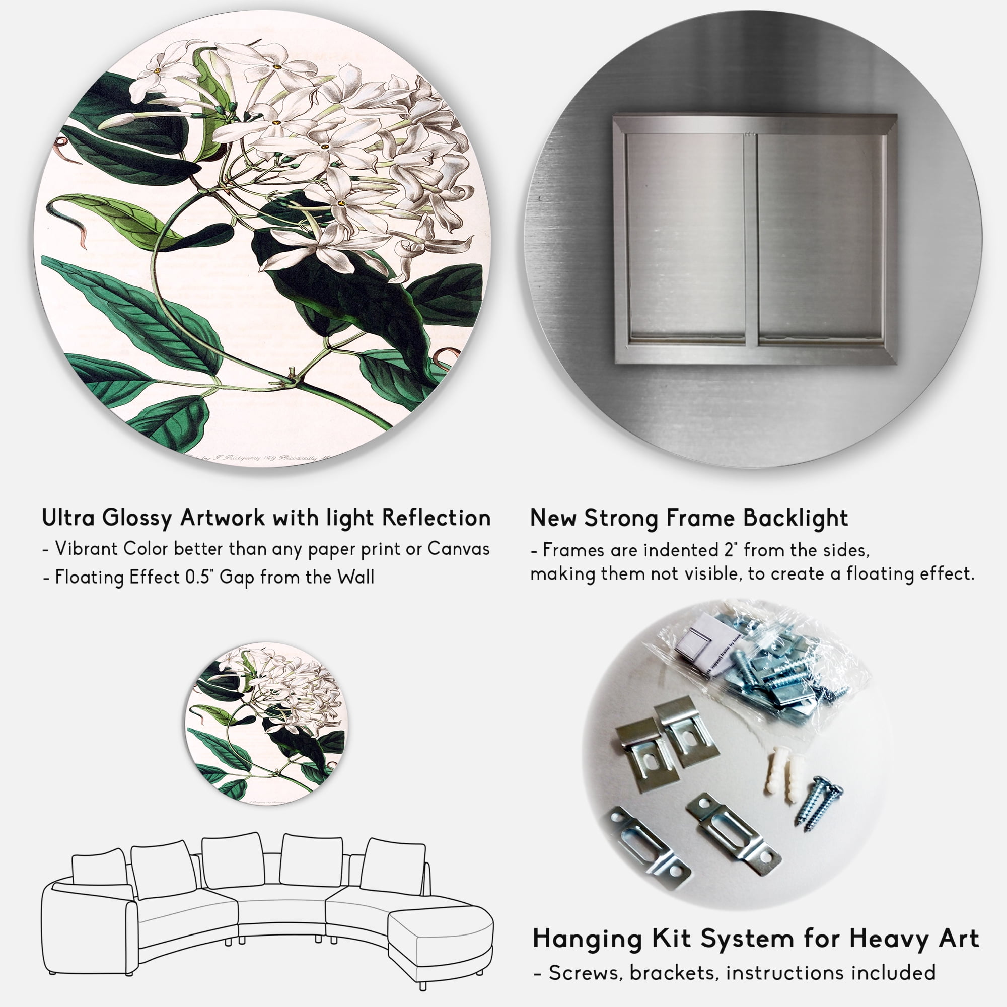 Designart 'Ancient Plant Life XXIV' Traditional Circle Metal Wall Art 29x29 - Disc of 29