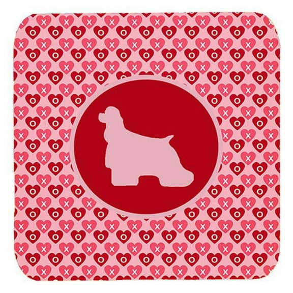 Cocker Spaniel Valentine Hearts Foam Coasters - Set 4, 3.5 x 3.5 In.