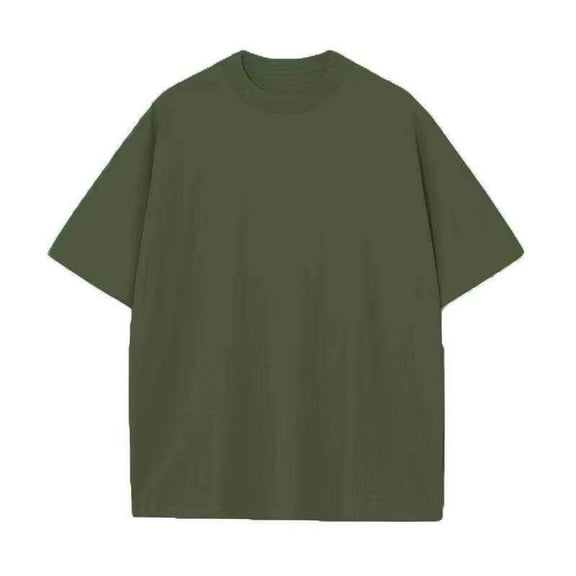 USNSM Men's Oversized Cotton T-Shirts Loose Fit Vintage Washed Tee Unisex Short Sleeve Big and Tall Soft Breathable Casual Shirts Tops Green L