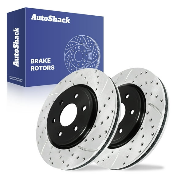 AutoShack Front Vented Drilled & Slotted E-Coated Brake Rotors 2-PC Set Replacement for 2005-2025 Nissan Frontier 2005-2015 Nissan Xterra 2009-2012 Suzuki Equator ShadowGuard 11.64" (295.6 mm)