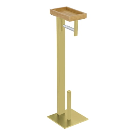Kingston Brass SCC8507 Freestanding Toilet Paper Holder with Storage Shelf in Brushed Brass