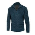 thumbnail image 2 of TFEOQRY Pullover Sweater for Men Jacquard Solid Color Knitwear Long Sleeved Stand Up Collar Sweater Top Navy, 2 of 5