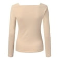 thumbnail image 3 of Baqcunre Women's De Velvet New Design Sense Square Collar Irregular Ground Hair foreign Style Slim Inside Top Thermal Underwear for Women Long Sleeve Shirts for Women Womens Tops,Khaki,Size S-XXL, 3 of 4