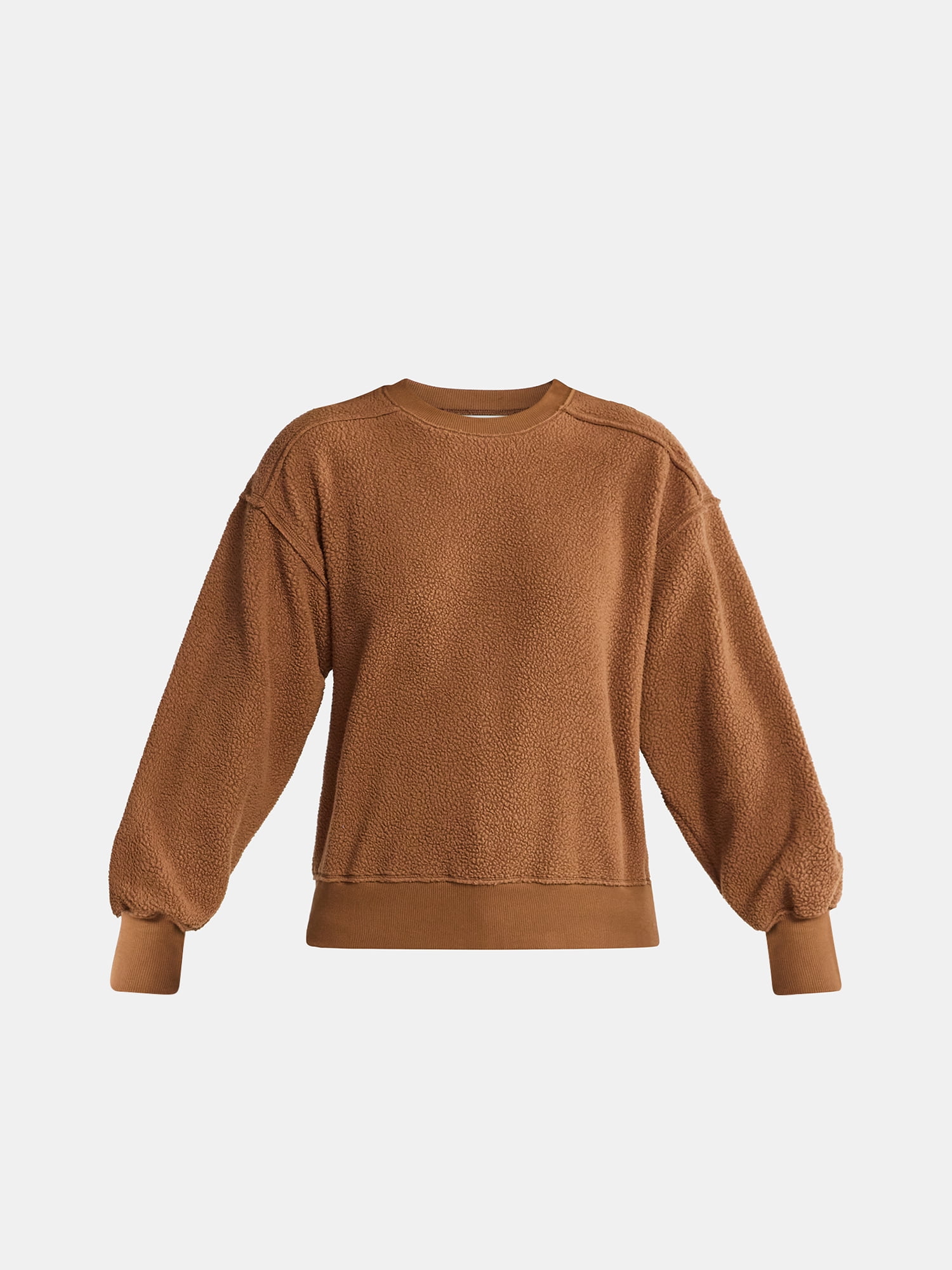 Time and Tru Women's Reverse Fleece Pullover Sweatshirt, XS-XXXL