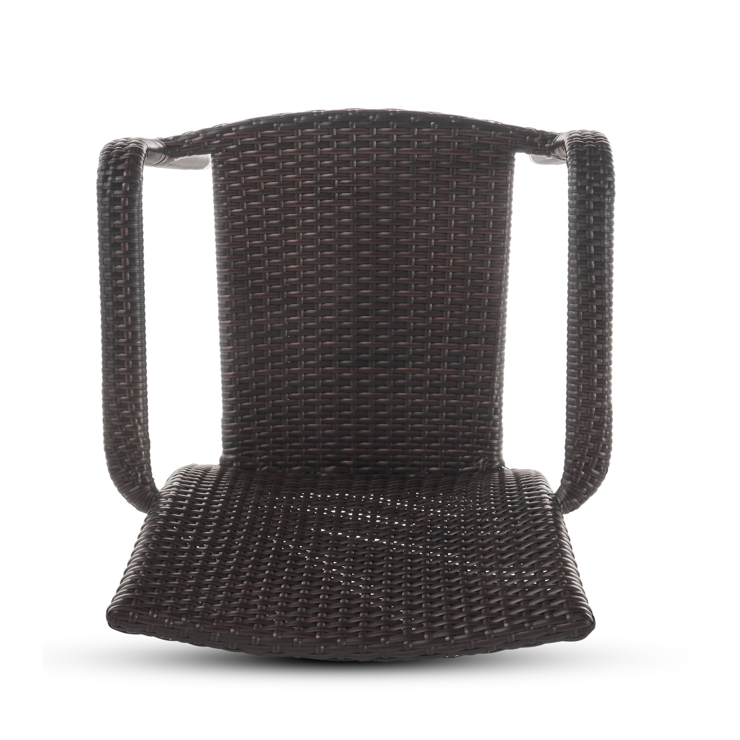 Vera Outdoor Wicker Armed Stack Chairs with an Aluminum Frame, Set of 2, Multibrown