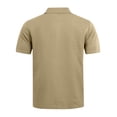 thumbnail image 3 of GrmtClth Men's Casual Diamond Pattern Polo Shirt Dual Pocket Short Sleeve Button Placket Top Khaki M, 3 of 6
