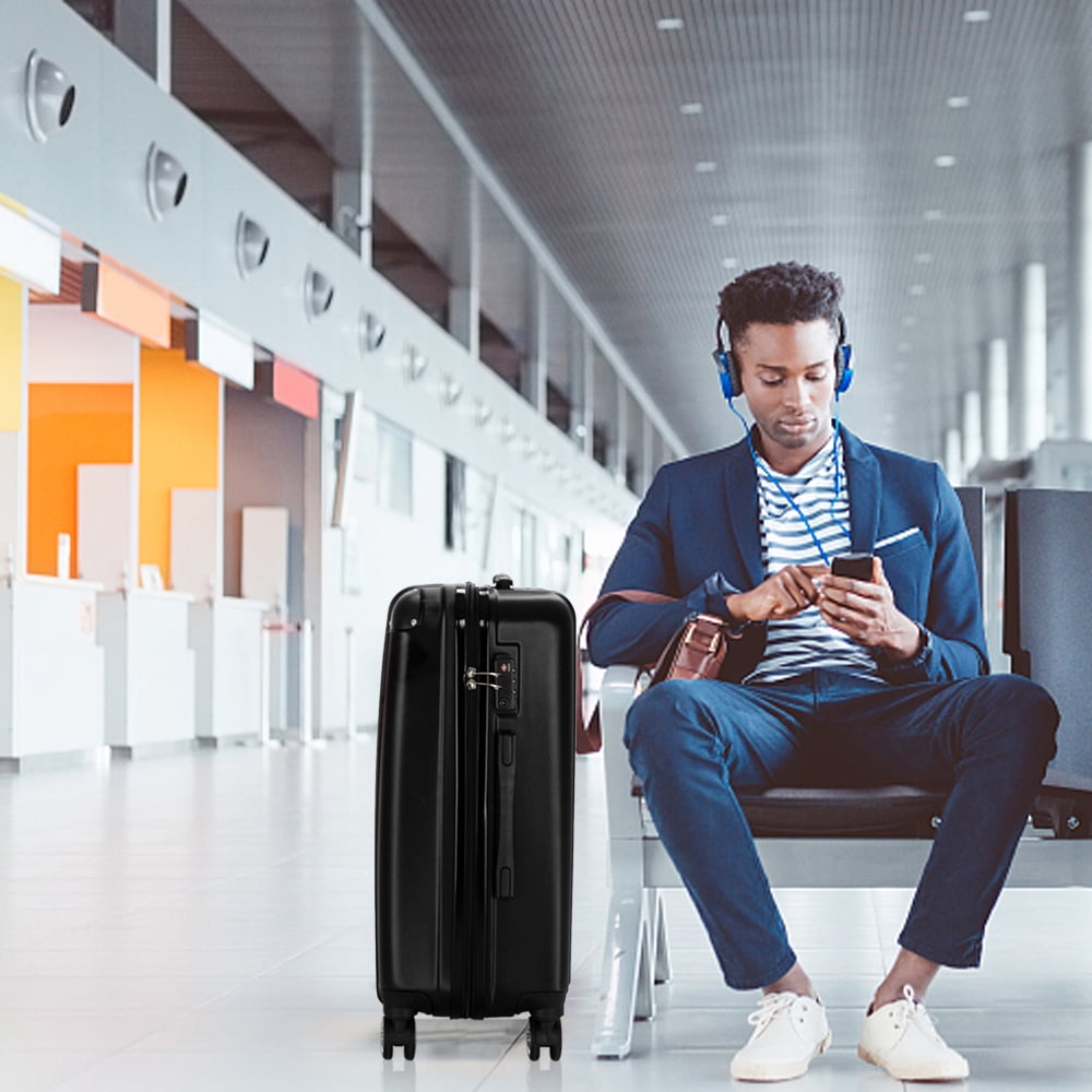 3Pcs Luggage Set, Travel Spinner Suitcase with TSA Lock, Black