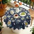 thumbnail image 4 of Round Tablecloth 60 Inch Table Cover Daisy Print Wrinkle Free Kitchen Dining, 4 of 5