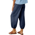 thumbnail image 5 of Frontwalk Women's Casual Lantern Tapered Harem Pants Loose Fit Flax Ankle Trousers Summer Baggy Slacks with Pocket Dark Blue XL, 5 of 8