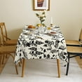 thumbnail image 2 of Black Leaves Fabric Waterproof Tablecloth,Rectangle Watercolor Wrinkle Oil-Proof Resistant Table Cover for Dining Table, Buffet Parties and Campin,(60" x 84" inch), 2 of 6