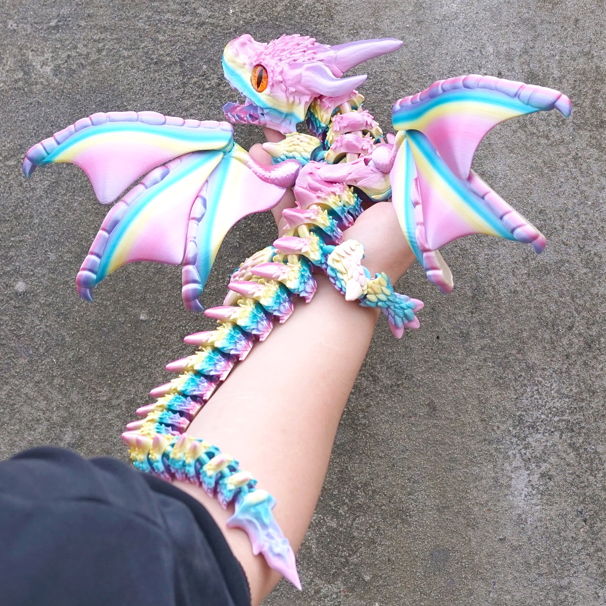 22inch 3D Printed Dragon with Wing,Flexible Joint Animal lacertid Figurines,Realistic Eyes, Home Office Decor,Fidget Toy for Adults Teens Boy Festival Gifts