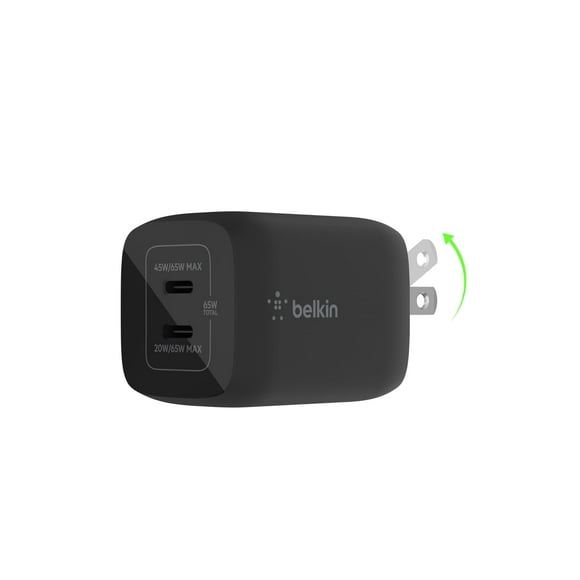 Cargador de pared Belkin de 65 W, doble USB-C, carga rápida PD 3.0