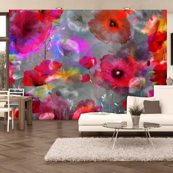 Tiptophomedecor Floral Wallpaper Wall Mural - Painted Poppies