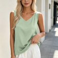 thumbnail image 5 of Gamivast V Neck Silk Shirts for Women Sleeveless Satin Tank Tops Casual Flowy Basic Camis Elegant Business Work Blouses Lightweight Summer Layering Undershirts Army Green M, 5 of 8