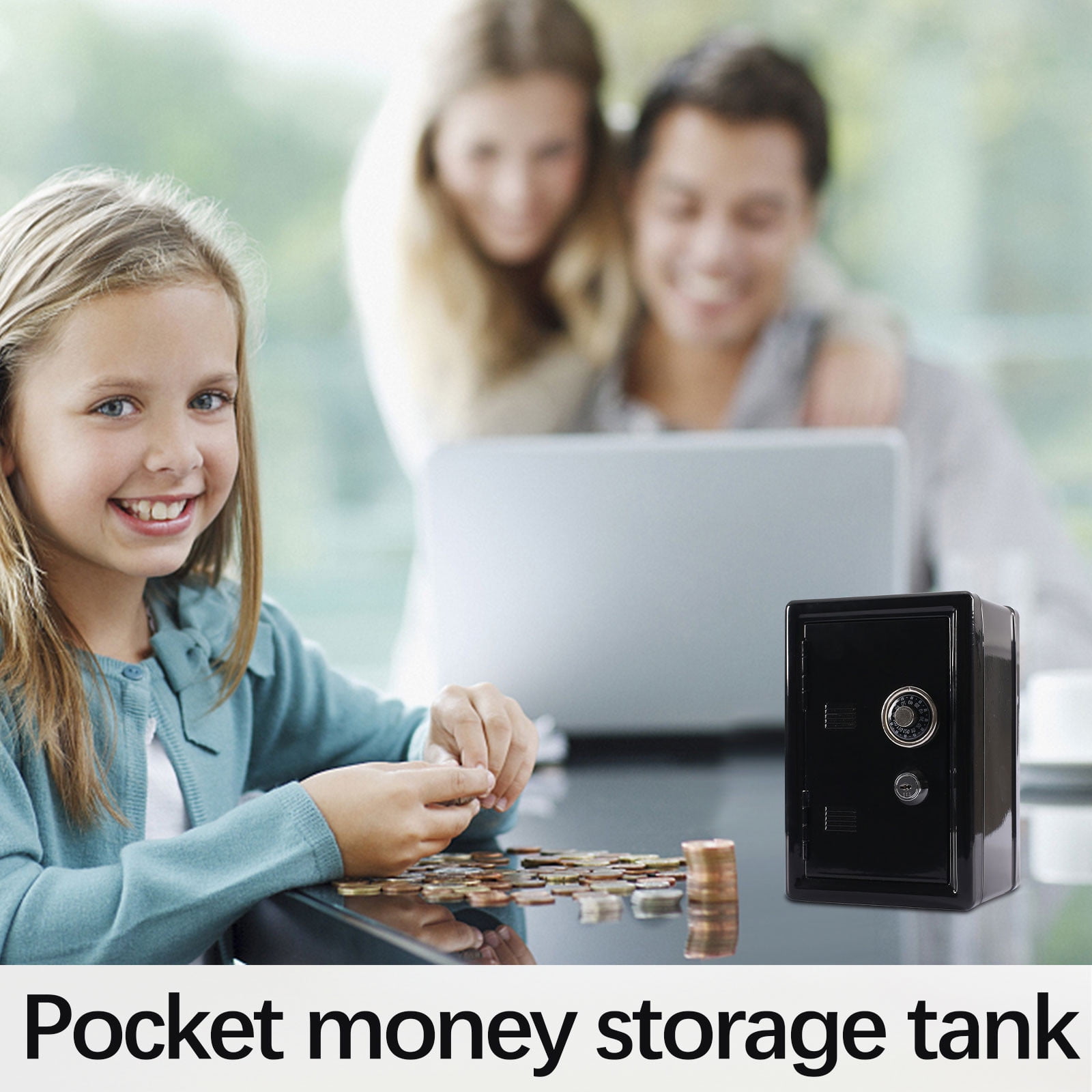 Kids Money Bank Locker Safe With Key And Single Digital Lock, Metal Money Safe, Mini Password Cash Coin Savings Box Gift For Kids Boys And Girls Kids Toddler Supplies