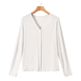 thumbnail image 2 of Craaazy Women's Lightweight Cardigan Loose Fit Open Front V Neck Long Sleeve Summer Casual Button Down Shirts Gifts, 2 of 5