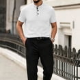 thumbnail image 2 of Breeze Polo Shirts for Men Beer Belly Ultra Comfortable Stretchy Quick Dry Textured Collared Short Sleeve Shirts for Office Summer Daily White M, 2 of 5