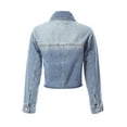 thumbnail image 4 of Made by Olivia Women's Cropped Raw Hem Cargo Pocket Denim Jacket, 4 of 7