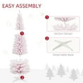 thumbnail image 5 of HOMCOM 6' Snow Flocked Artificial Christmas Tree Slim with Stand, Pink, 5 of 9