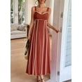 thumbnail image 4 of Women'S Striped Maxi Dress Spaghetti Strap Cut Out Flowy Long Dress Brick Red L, 4 of 8