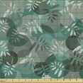 thumbnail image 2 of Ambesonne Exotic Fabric by the Yard Upholstery, Leaves with Circle Spirals, 2 Yards, Hunter Green and Grey, 2 of 5