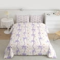 thumbnail image 2 of Feelyou Fashion Purple Bow Queen Comforter Set, Cute Ribbon Bedding Comforter Set, 3pcs, 2 of 8