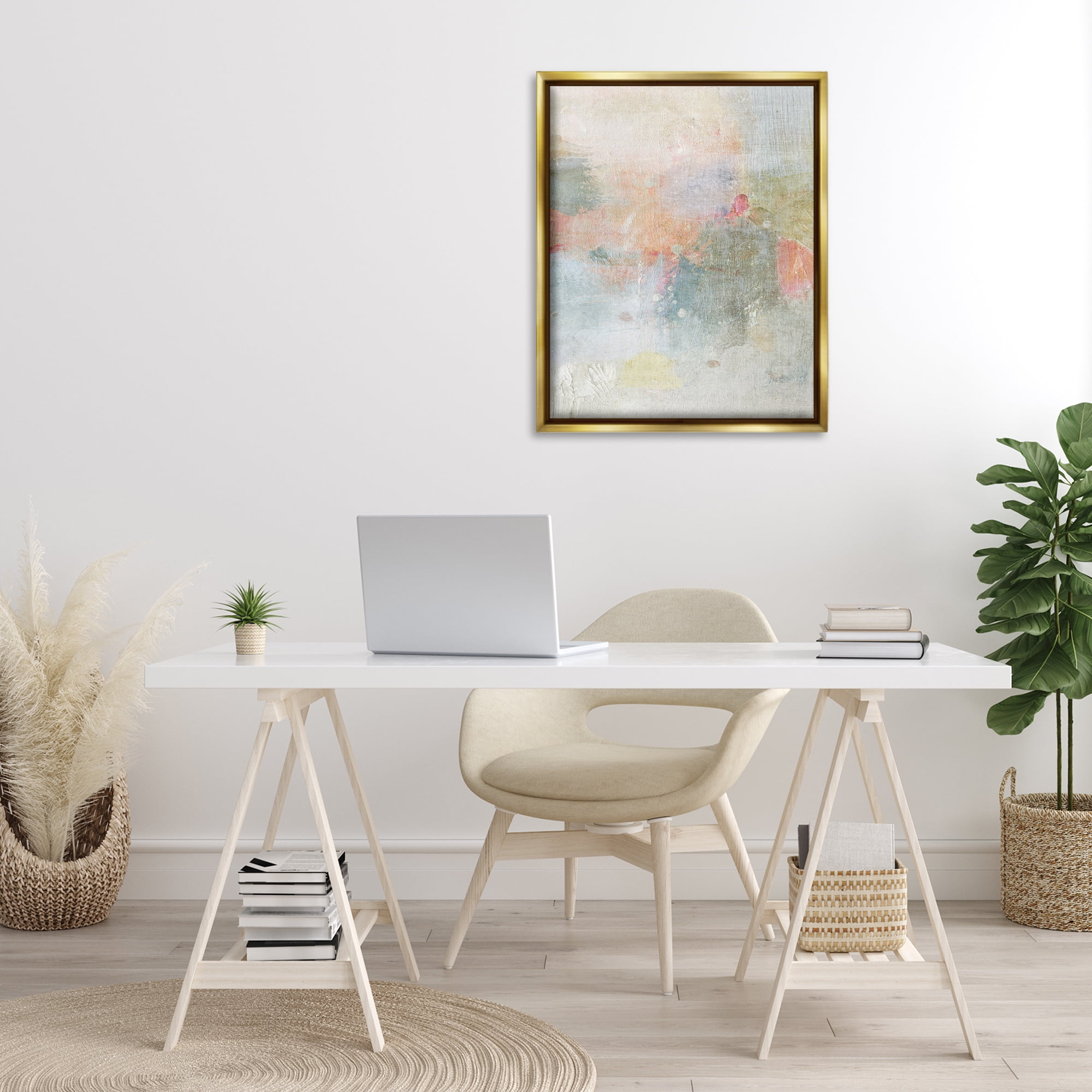 Stupell Industries Subtle Transitioning Abstract Abstract Painting Gold Floater Framed Canvas Art Print Wall Art, 25 x 31