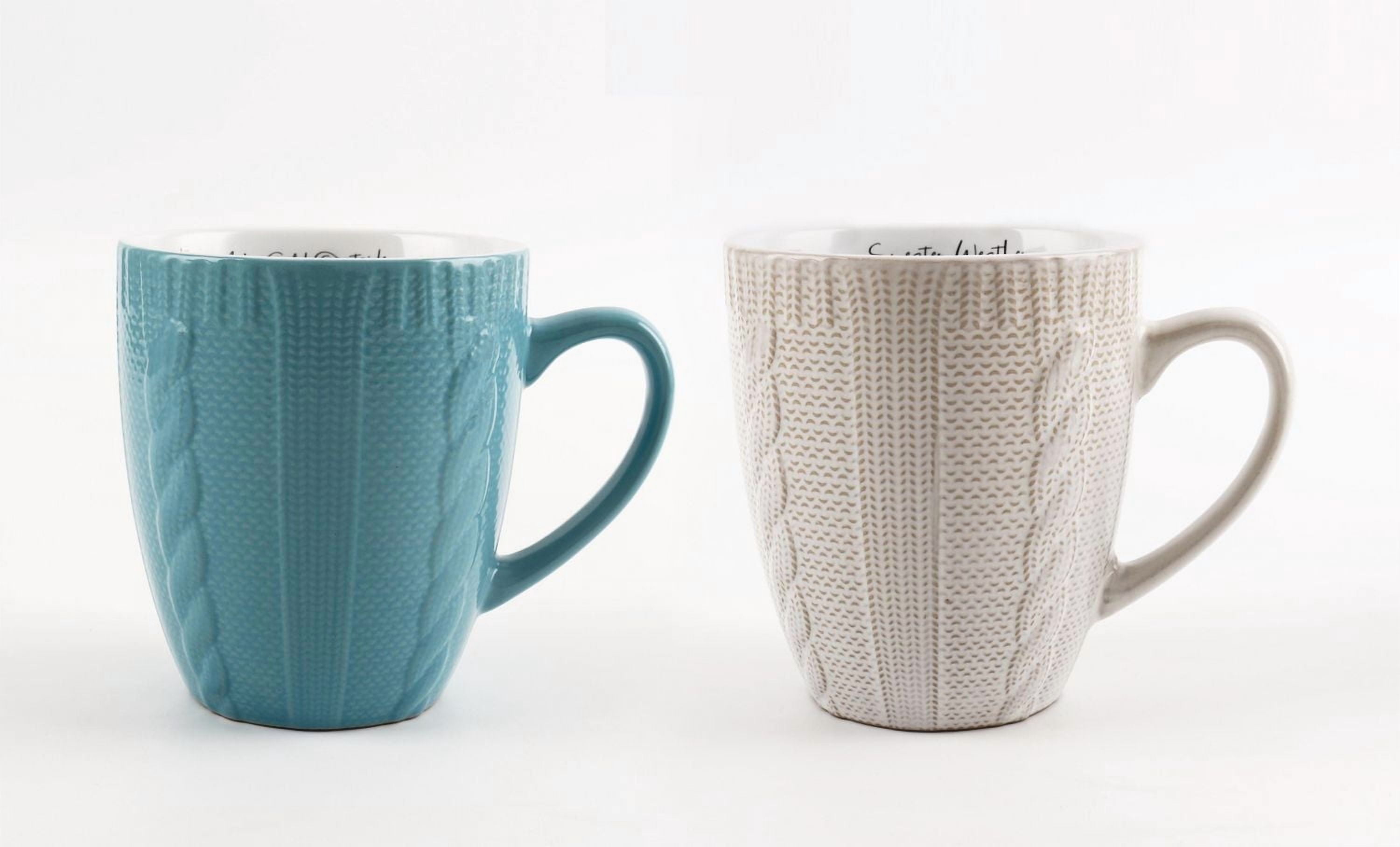 14 OZ SWEATER STONEWARE MUG - BLUE AND WHITE