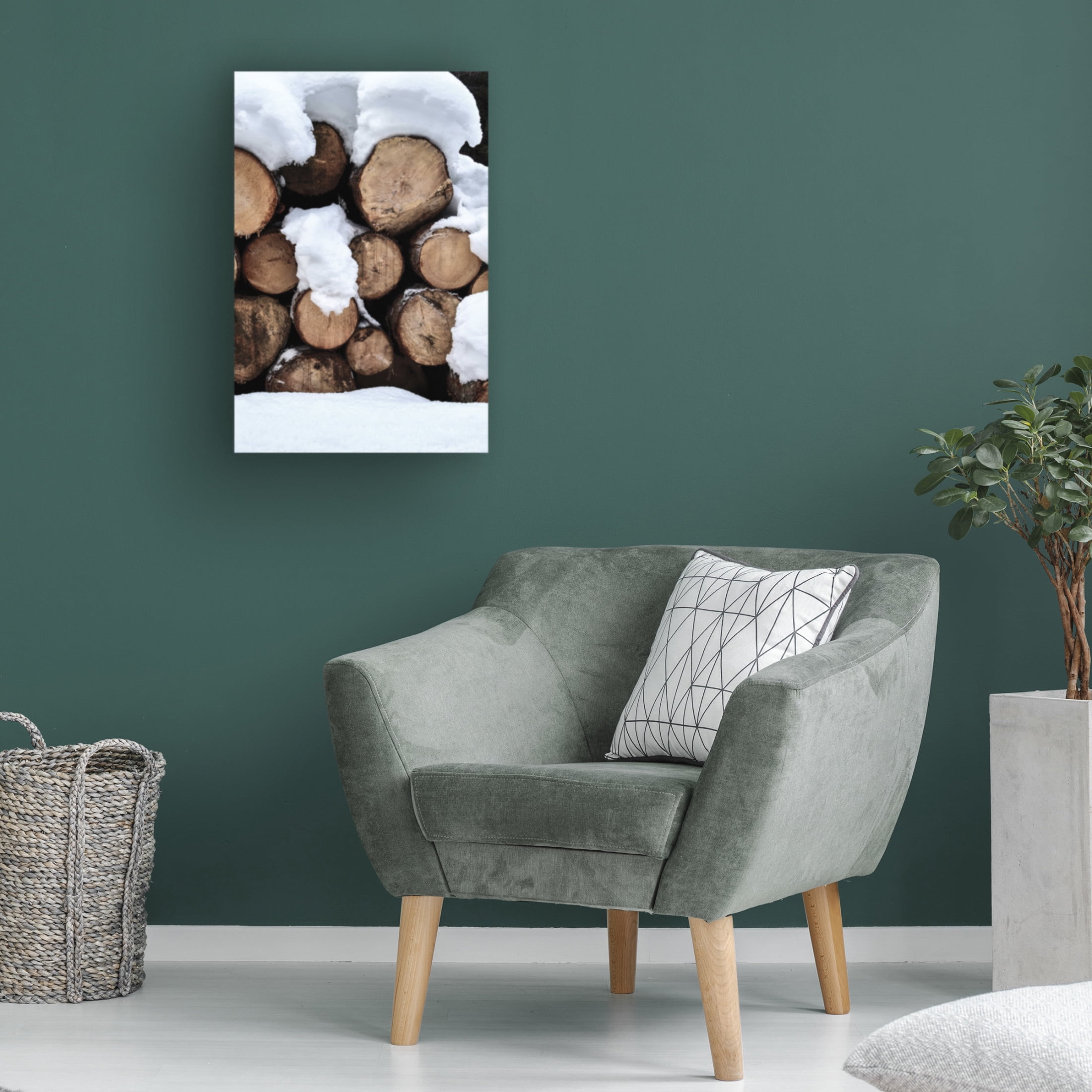 Canvas Wall Art - Incado 'Snow Covered Logs' Wall Art for Living Room, Bedroom, or Office Décor by Trademark Fine Art - 22 x 32 Inches