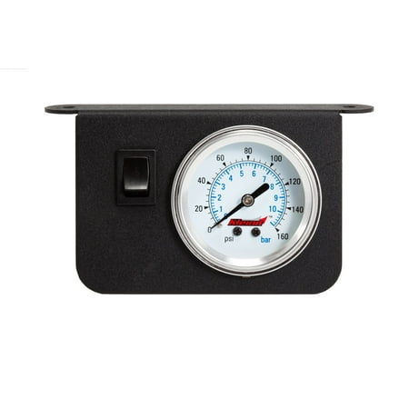 Illuminated Gauge (Kleinn Air Horns 1301 Single Needle Dash Panel Gauge; Single Needle; 160 PSI; 20 AMP; Illuminated; Incl. On/Off Switch; White Face w/Black)