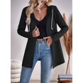 thumbnail image 5 of Women'S Wavy Textured Hooded Jacket Solid Color Patchwork Casual Loose Fit Zip-Up Black XXL, 5 of 8