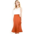 thumbnail image 7 of Women's Satin Midi Skirt With A-Line Silhouette And Elastic Waistband- Coffee,Medium, 7 of 7