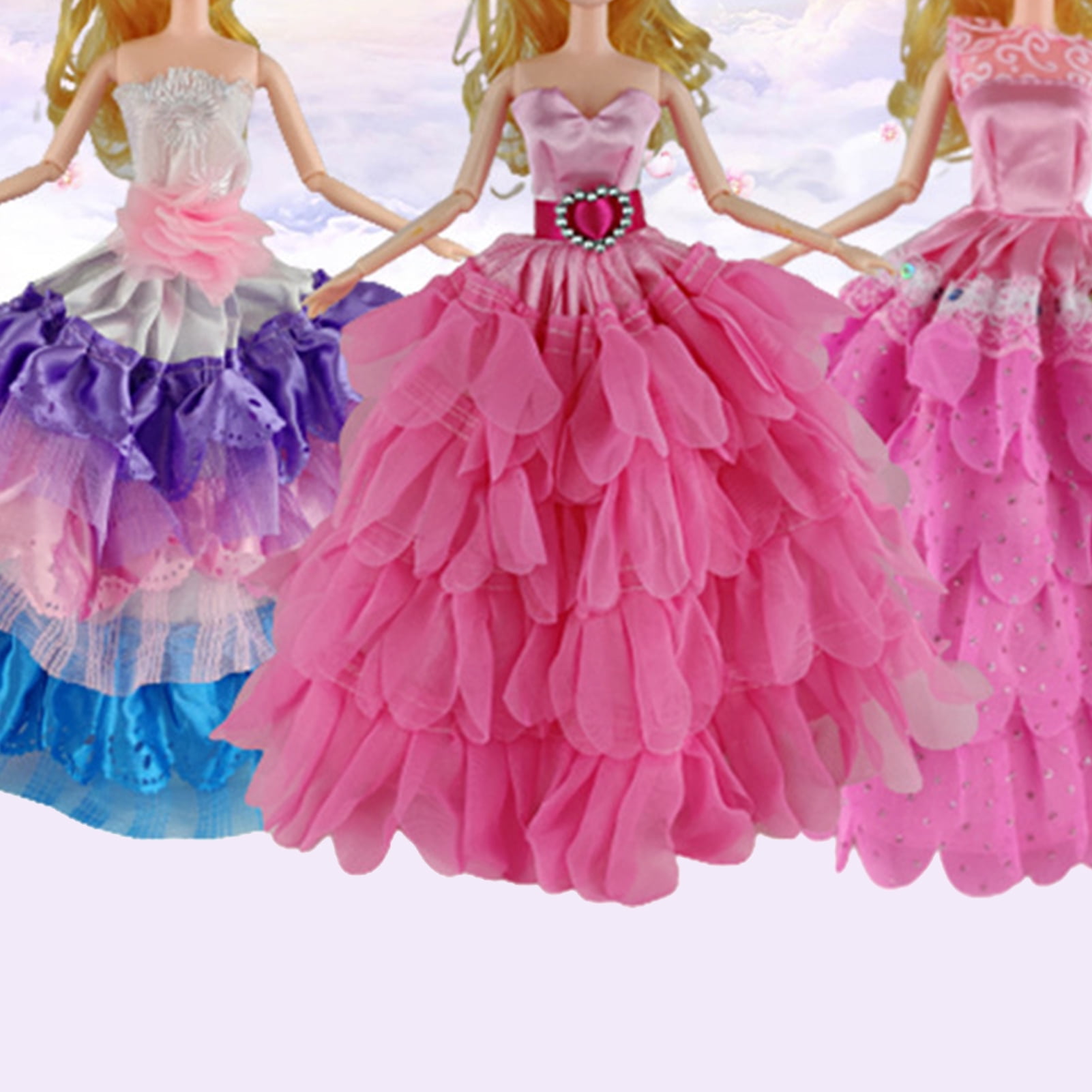 12Pcs Item Barbie Doll Dresses Wedding Dress Wear Outfits Summer Beach Clothes 