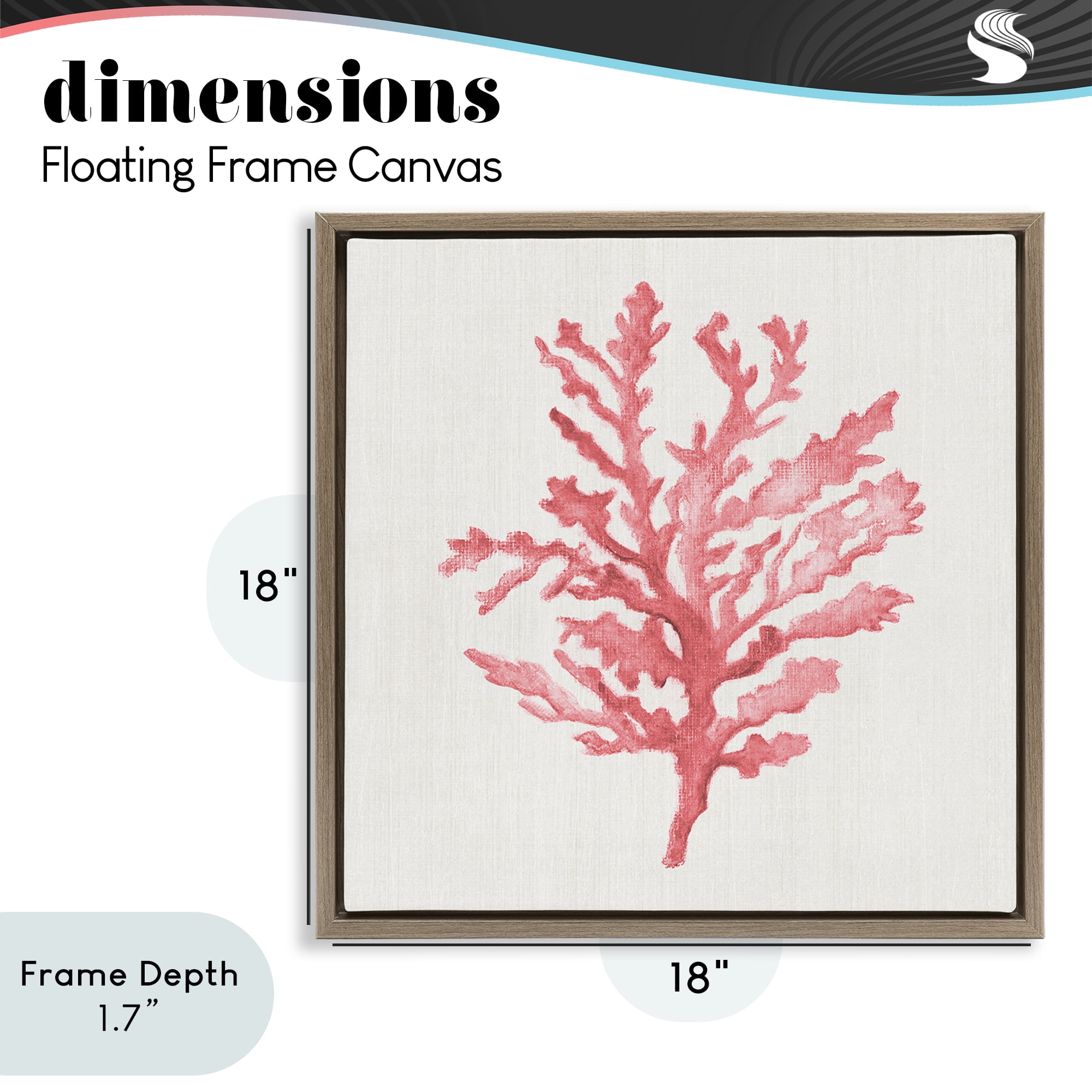 Stupell Industries Rosy Pink Coral Branch Brown Framed Floater Canvas Wall Art, design by Janet Tava