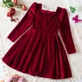 thumbnail image 5 of Elainilye Fashion Girls Velvet Dress Bow Princess Dresses Long Sleeve Pleated Dress, Sizes 3-8 Years, 5 of 9