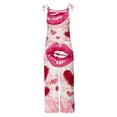 thumbnail image 5 of lcziwo Women's Cotton Linen Jumpsuits 2025 Valentines Day Print Overalls Sleeveless Loose Adjustable Strap Rompers Summer Casual Wide Leg One Piece Pants Multicolor L, 5 of 5