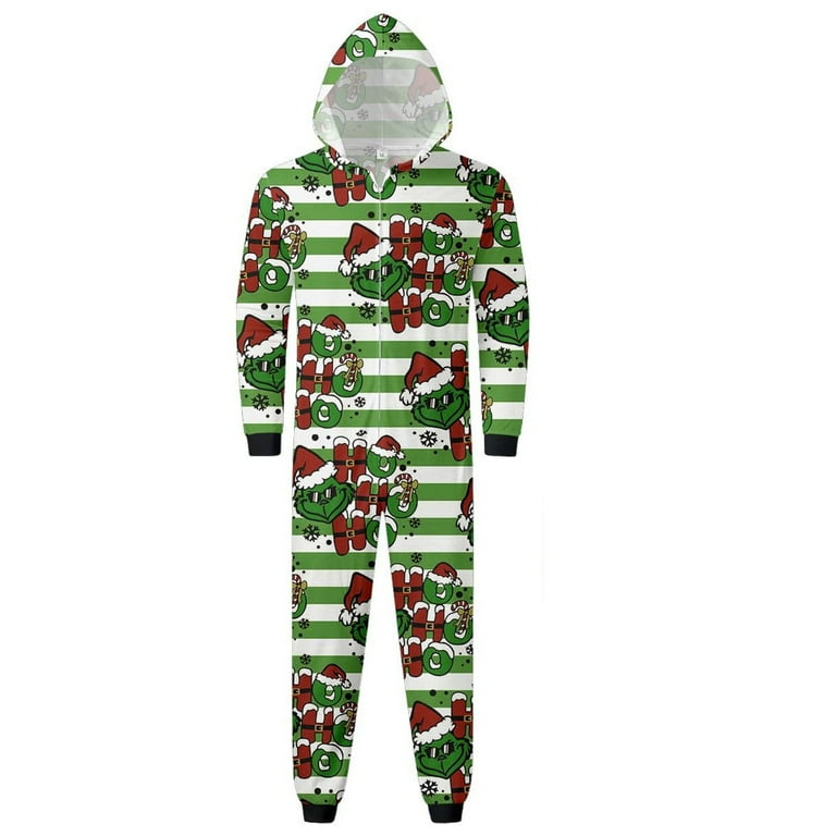 TKing Fashion Family Matching Christmas Pajamas Set Reindeer Grinch Elf Onesies Hood Sleepwear for Adults Kids Men M Walmart