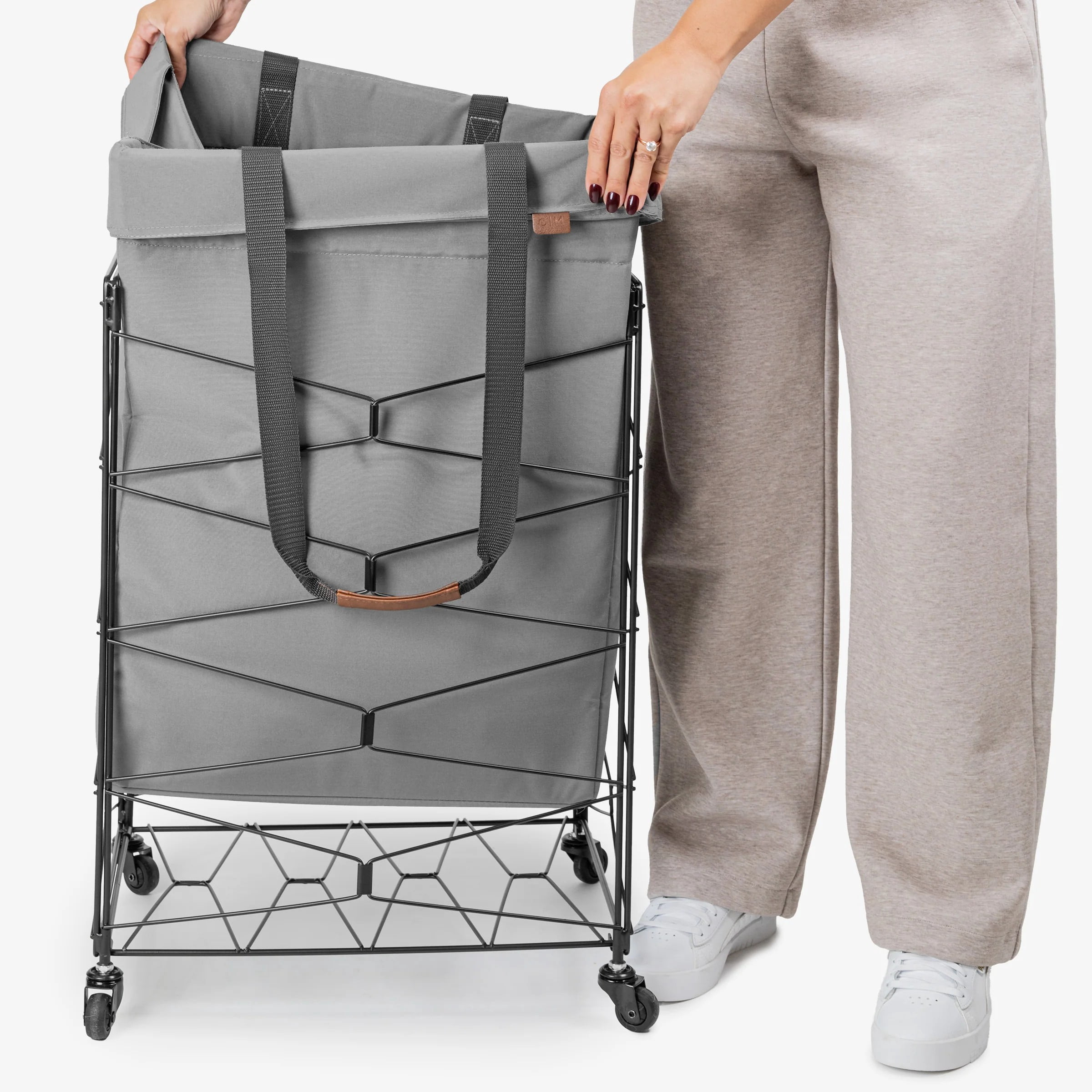 CleverMade Flex Frame Hamper LUXE 98L Rolling Laundry Hamper, Charcoal