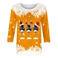 thumbnail image 4 of 2024 Christmas Shirts for Women Casual Red Wine Glass Graphic Tees Trendy 3/4 Sleeve Tops Xmas Holiday T-Shirt Ladies Cute Snowflake Crewneck Tunic Blouse,#10_Wine Glass_Yellow,Large, 4 of 5