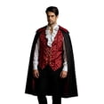 thumbnail image 5 of Men's Classic 2 Piece Set Stand Collar Cape Jacquard Vest Party Dress Up Outfit Set, 5 of 7