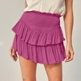thumbnail image 4 of Women Smocked Ruffle Mini Skirt High Waisted A-Line Summer Cute Short Skirts Golf Tennis Cake Skirt Plus Size, 4 of 5